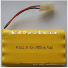 Batterie rechargeable Ni-Cd AA500mAh 9.6V pour les jouets Batterie rechargeable Ni-Cd AA500mAh 9.6V pour les jouets